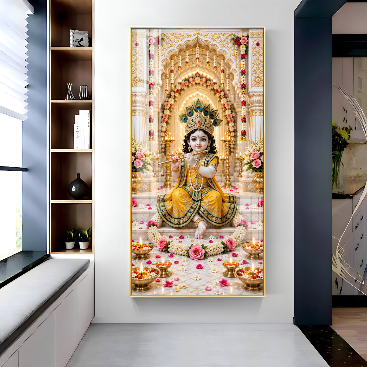 Baal Krishna In Yellow Poshak Premium Acrylic Vertical Wall Art