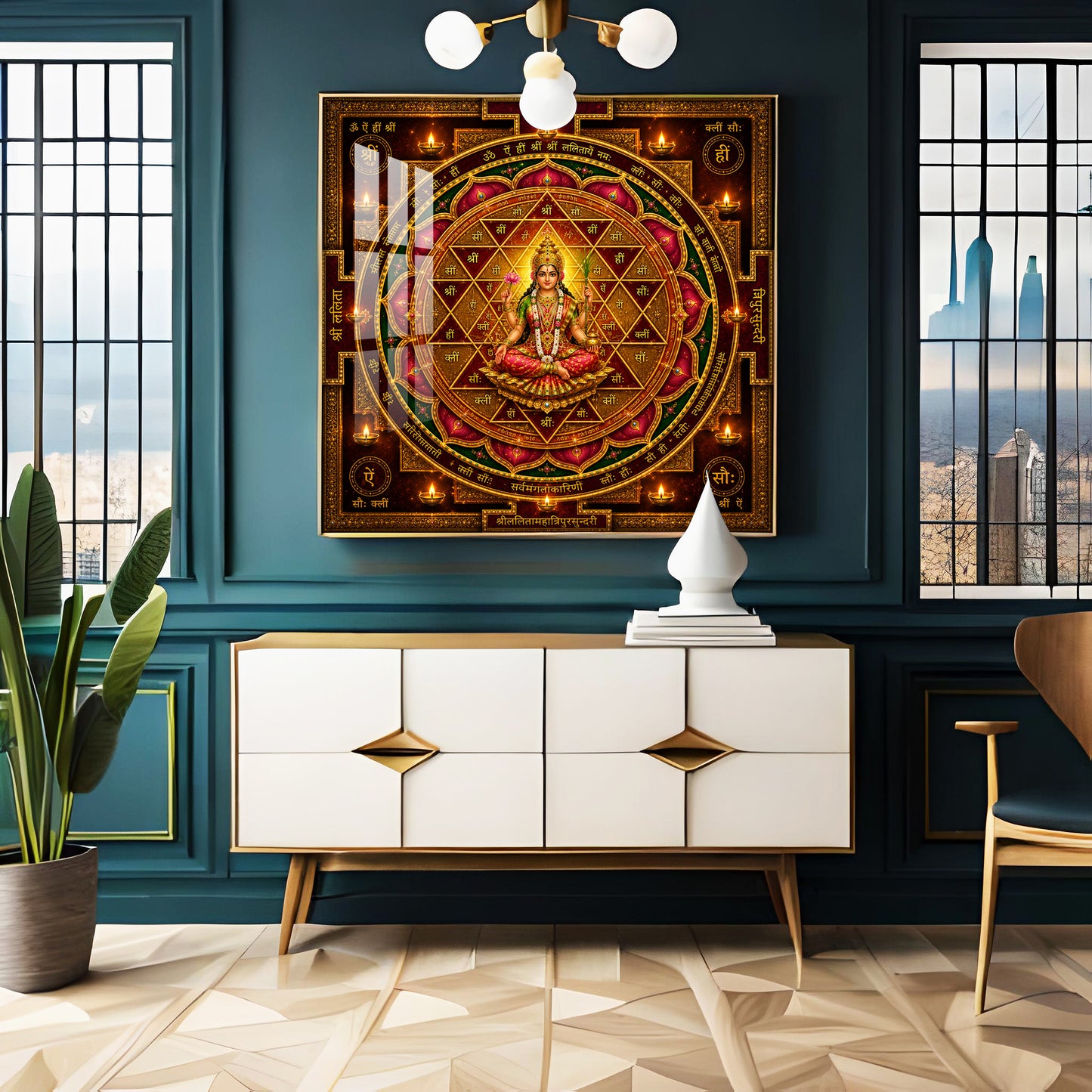Shri Lalita Tripura Sundari Yantra Premium Acrylic Square Wall Art