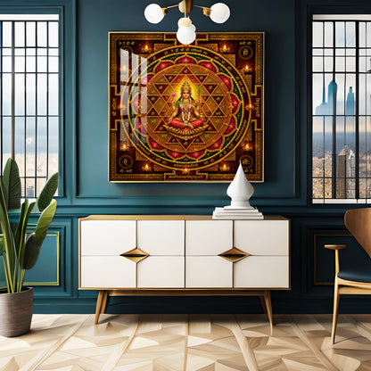 Shri Lalita Tripura Sundari Yantra Premium Acrylic Square Wall Art