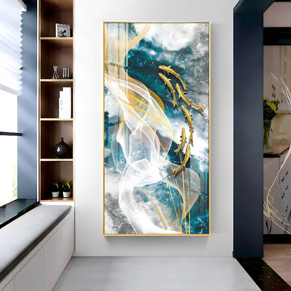 Golden Swim Premium Acrylic Vertical Wall Art