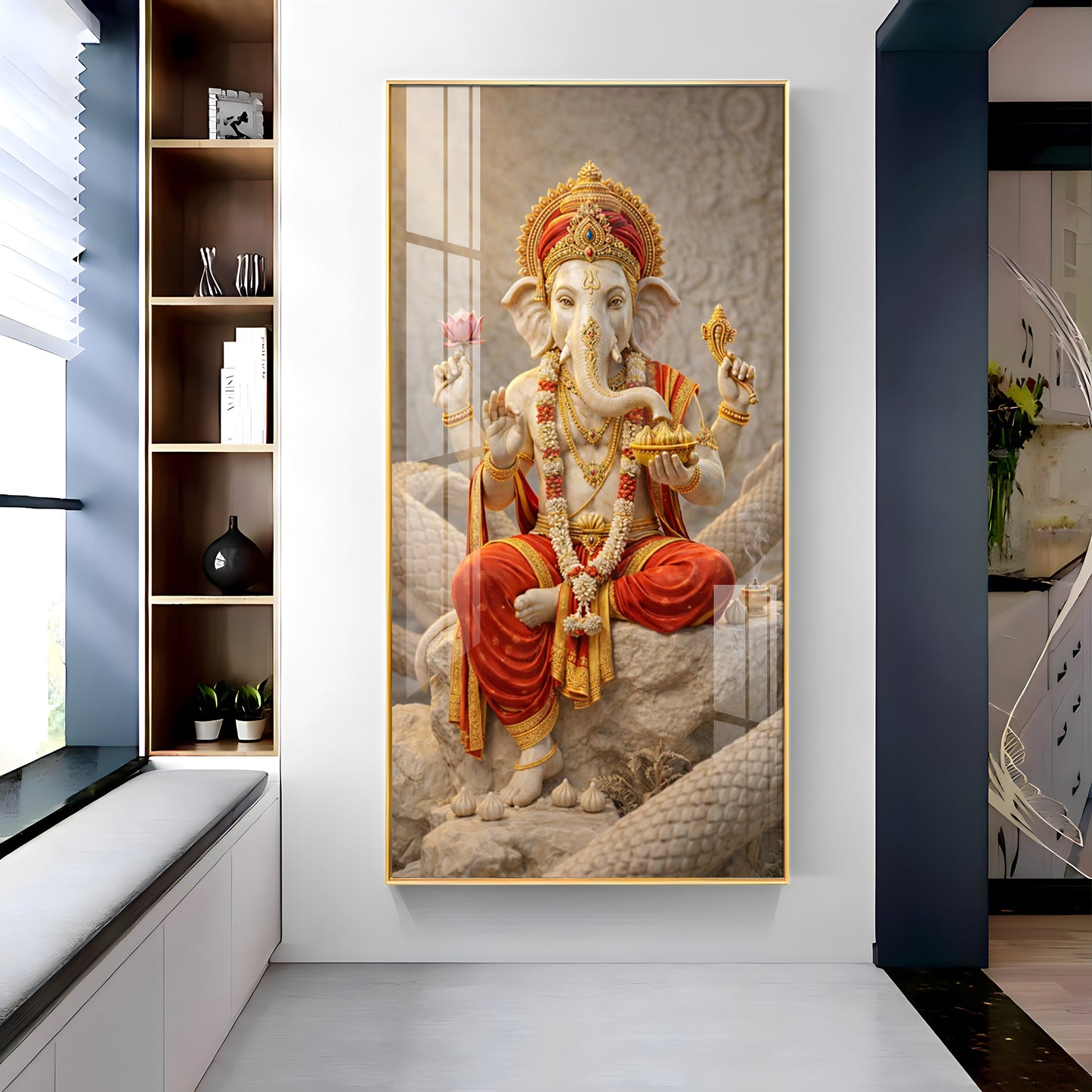 Divine Shree Ganesha Guardian Premium Acrylic Vertical Wall Art
