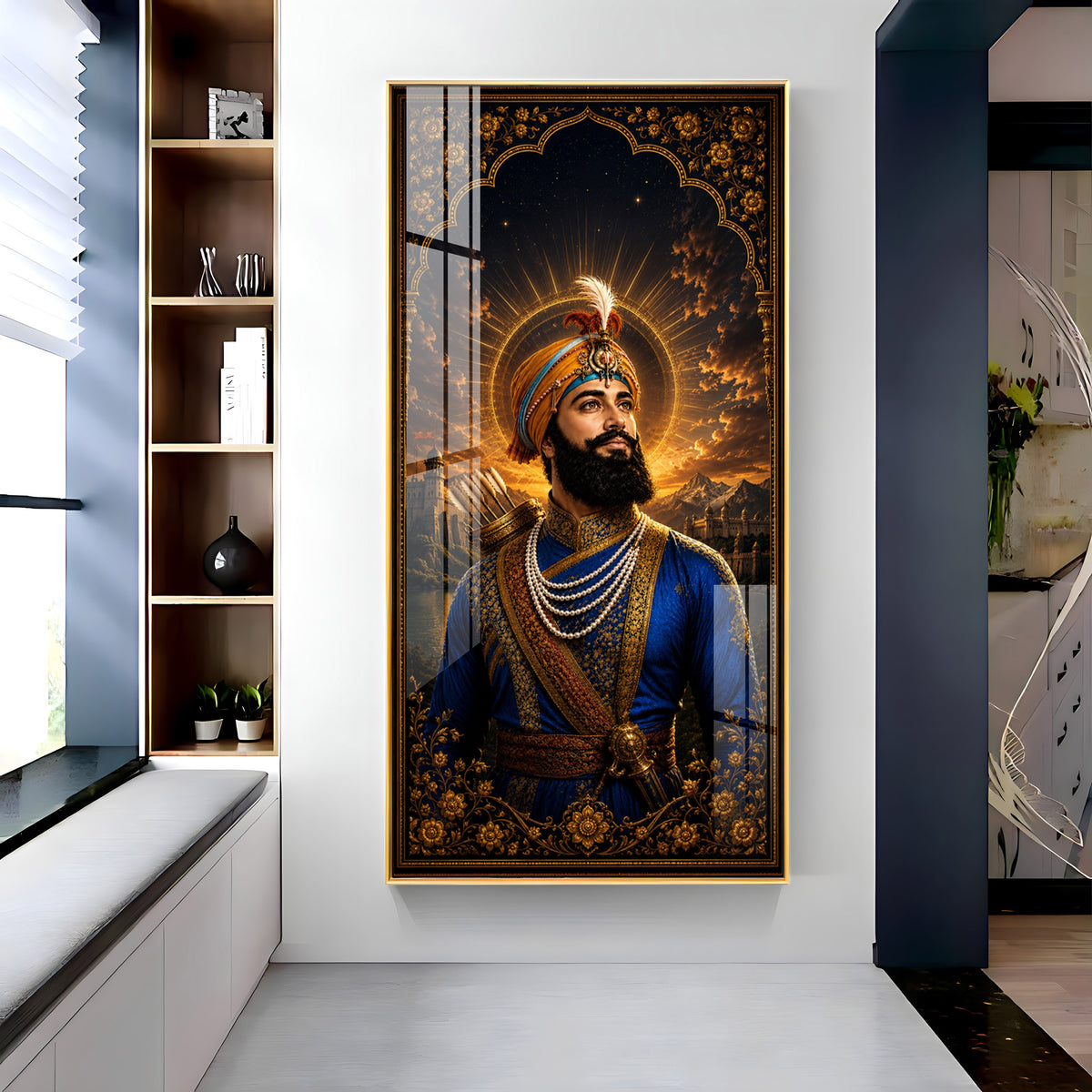 Guru Gobind Singh Ji Royal Blue Attire Premium Acrylic Vertical Wall Art