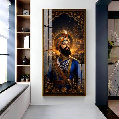 Guru Gobind Singh Ji Royal Blue Attire Premium Acrylic Vertical Wall Art