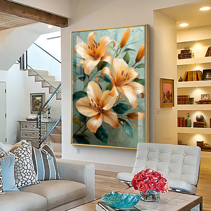 Elegant Orange Lily Flower Premium Acrylic Vertical Wall Art