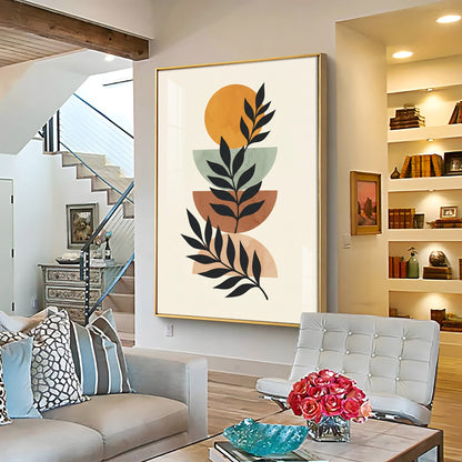 Stacked Bohemian Design With Leaf Premium Acrylic Vertical Wall Art