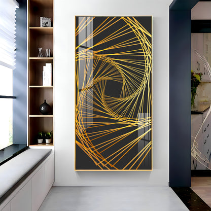 Abstract Golden Lines Design Premium Acrylic Vertical Wall Art