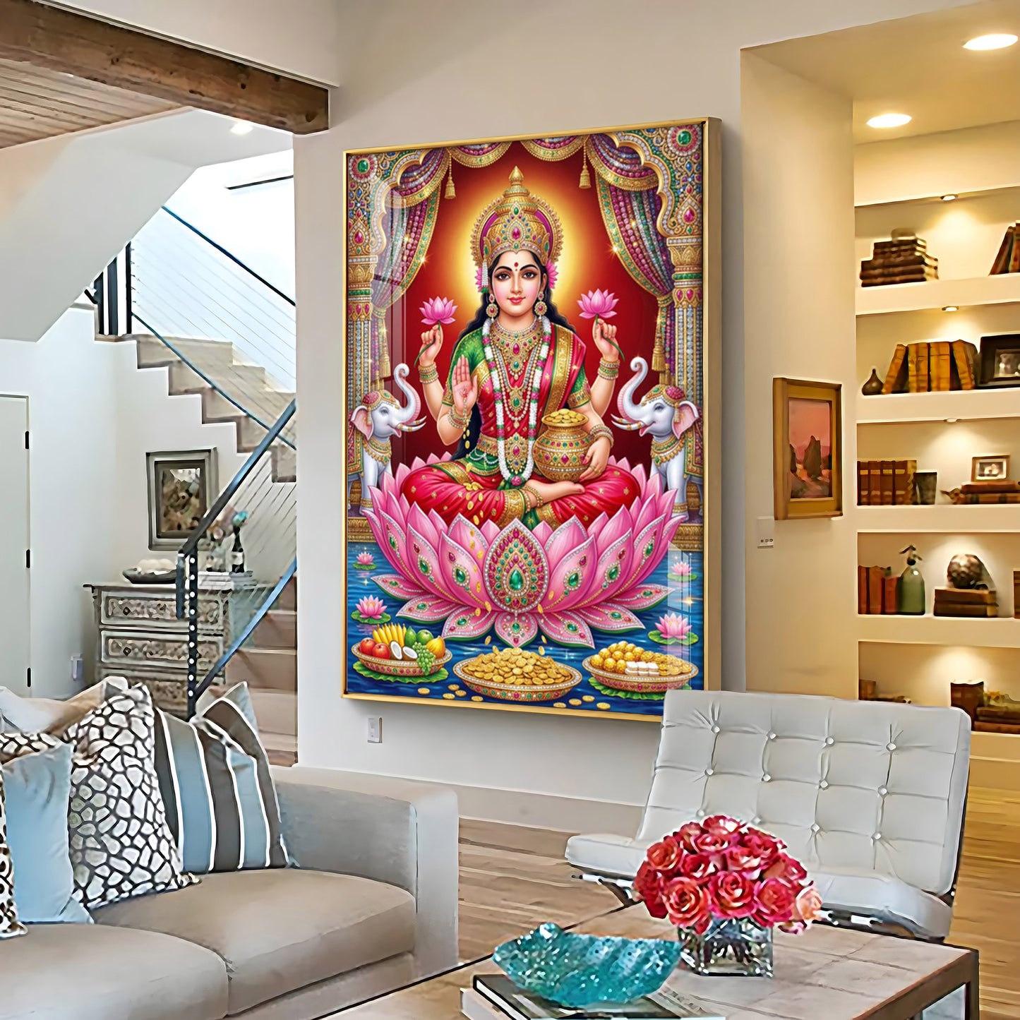 Goddess Mahalakshmi Premium Acrylic Vertical Wall Art