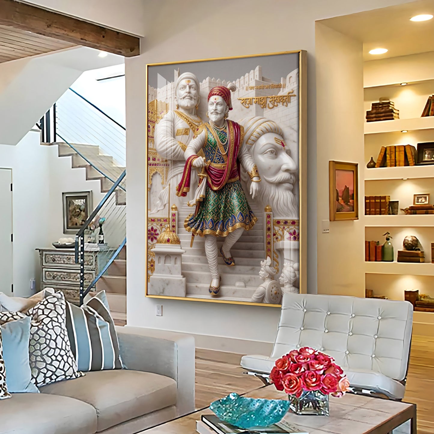 Shivaji Maharaj Premium Acrylic Vertical Wall Art