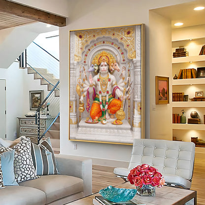 Peaceful Presence Of Panchmukhi Hanuman Premium Acrylic Vertical Wall Art