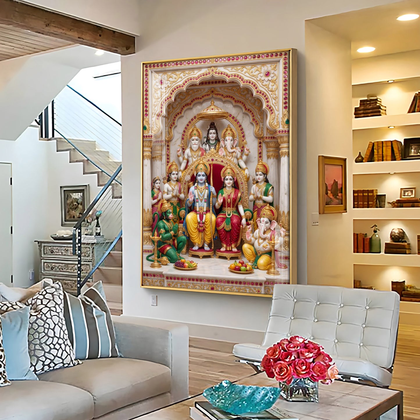Divine Ram Darbar Premium Acrylic Vertical Wall Art