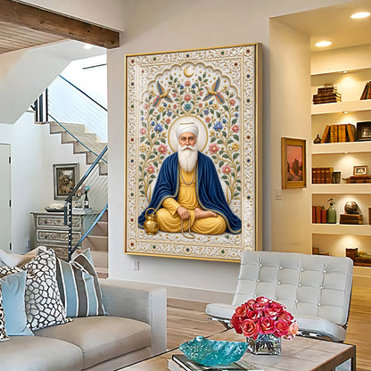 Guru Nanak Devji Blue Shawl Premium Acrylic Vertical Wall Art