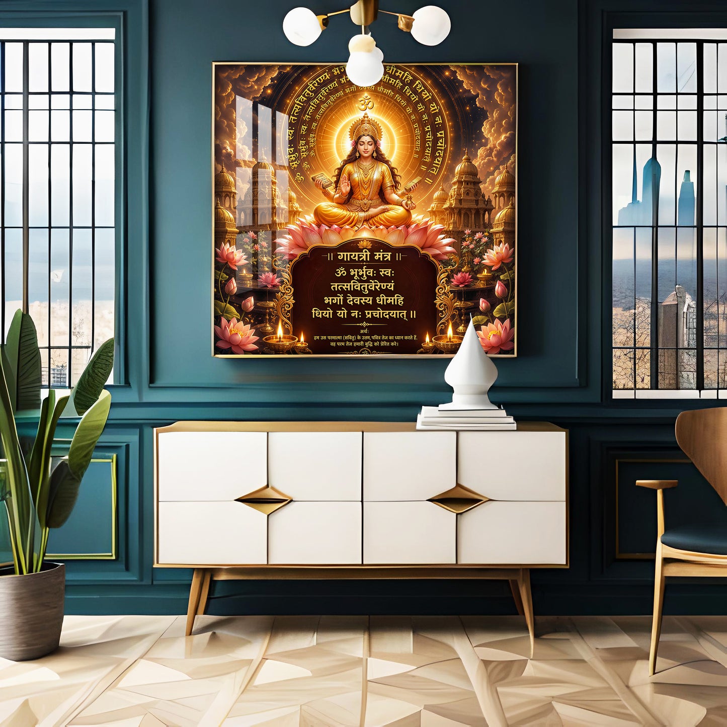 Goddess Gayatri Premium Acrylic Square Wall Art
