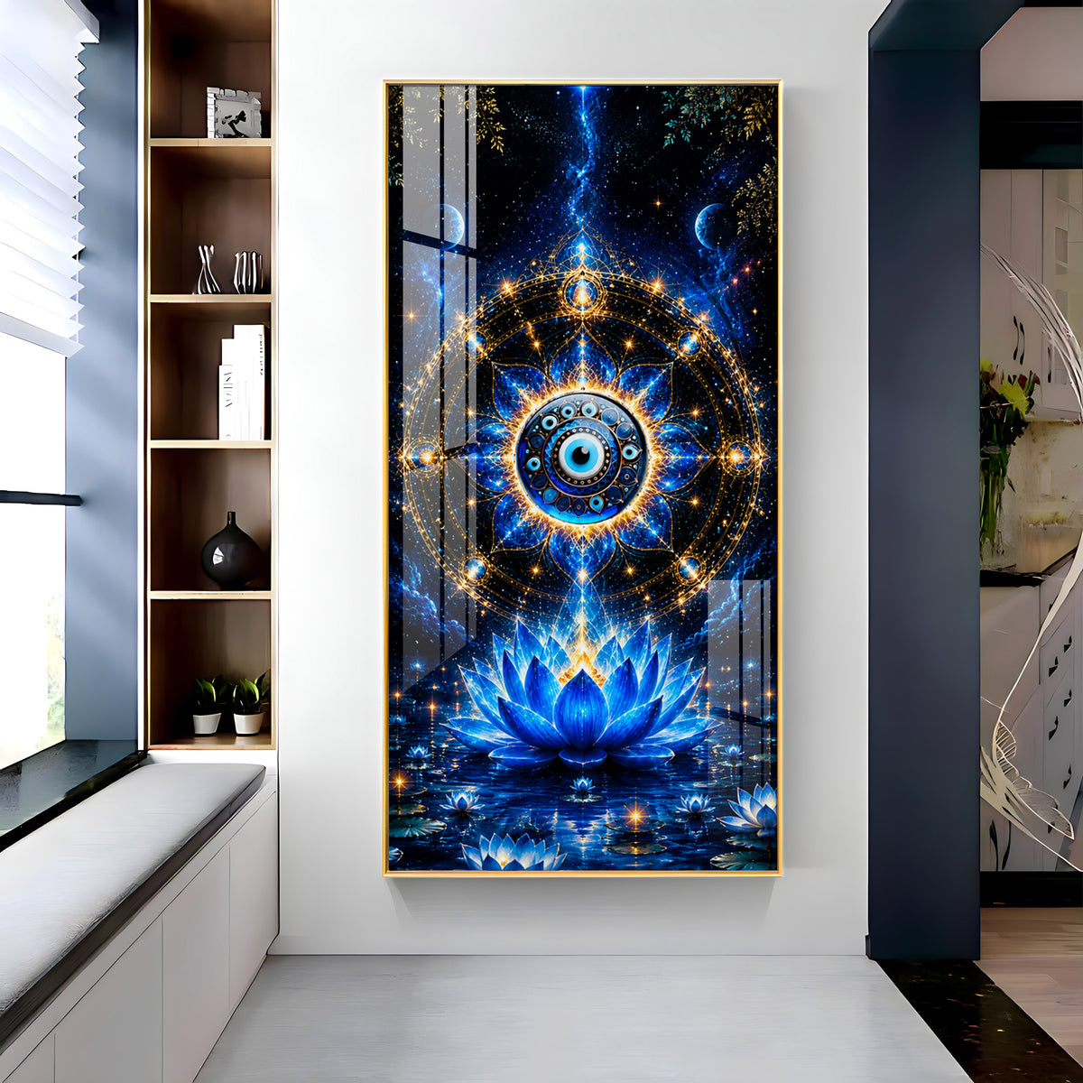 Cosmic Evil Eye With Lotus Premium Acrylic Vertical Wall Art