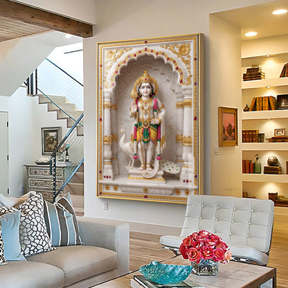 Lord Murugan With White Peacock Premium Acrylic Vertical Wall Art