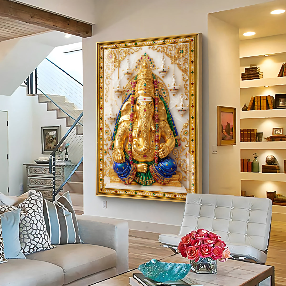 Pillayarpatti Karpaga Vinayagar Premium Acrylic Vertical Wall Art