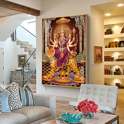 Maa Sherawali Premium Acrylic Vertical Wall Art