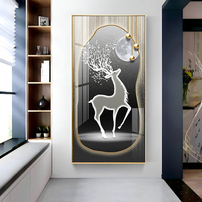 Silver Deer’s Gaze Premium Acrylic Vertical Wall Art