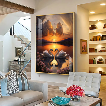 Romantic Swan Pair Premium Acrylic Vertical Wall Art