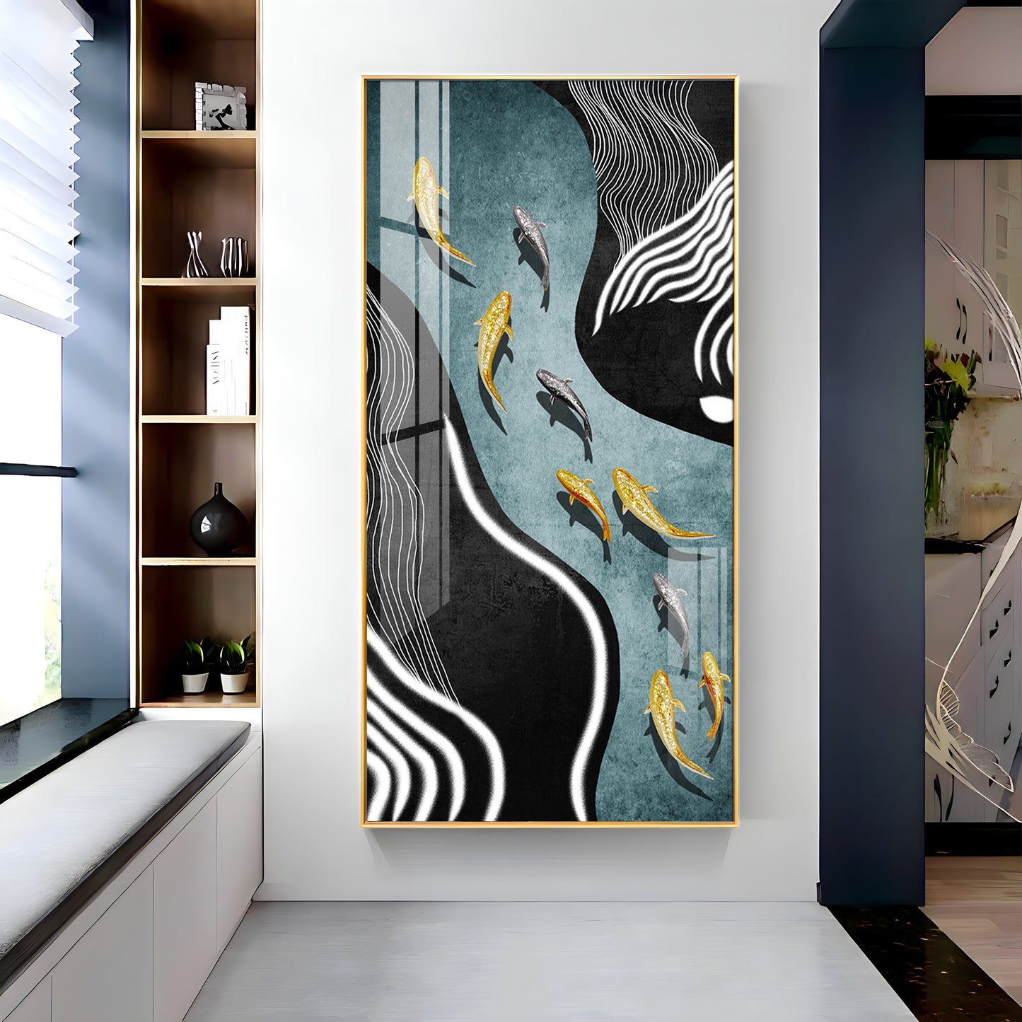 Fish Flow Fusion Premium Acrylic Vertical Wall Art