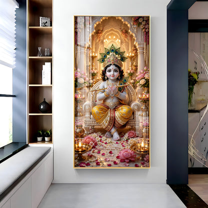 Divine Shree Krishna Premium Acrylic Vertical Wall Art