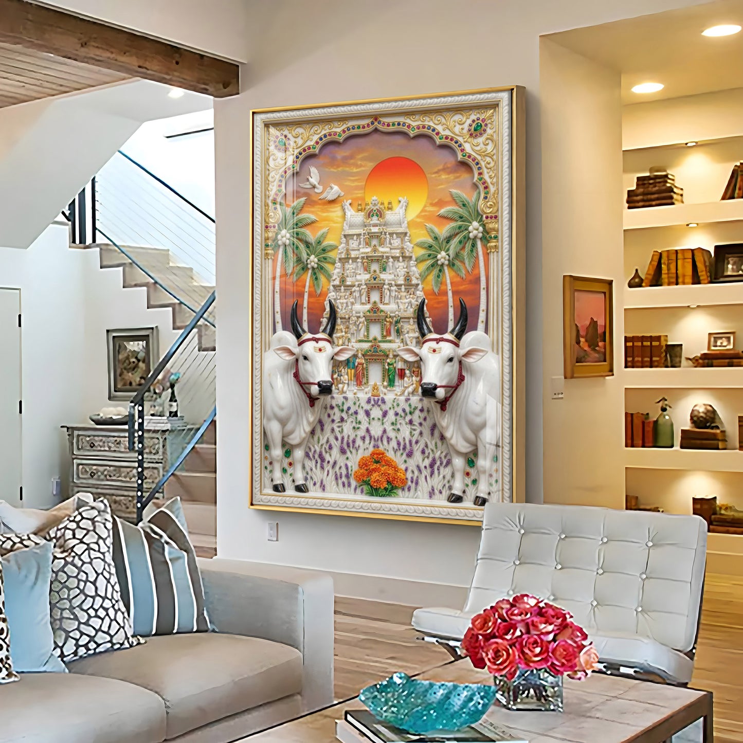 The Kamadhenu Cow Premium Acrylic Vertical Wall Art