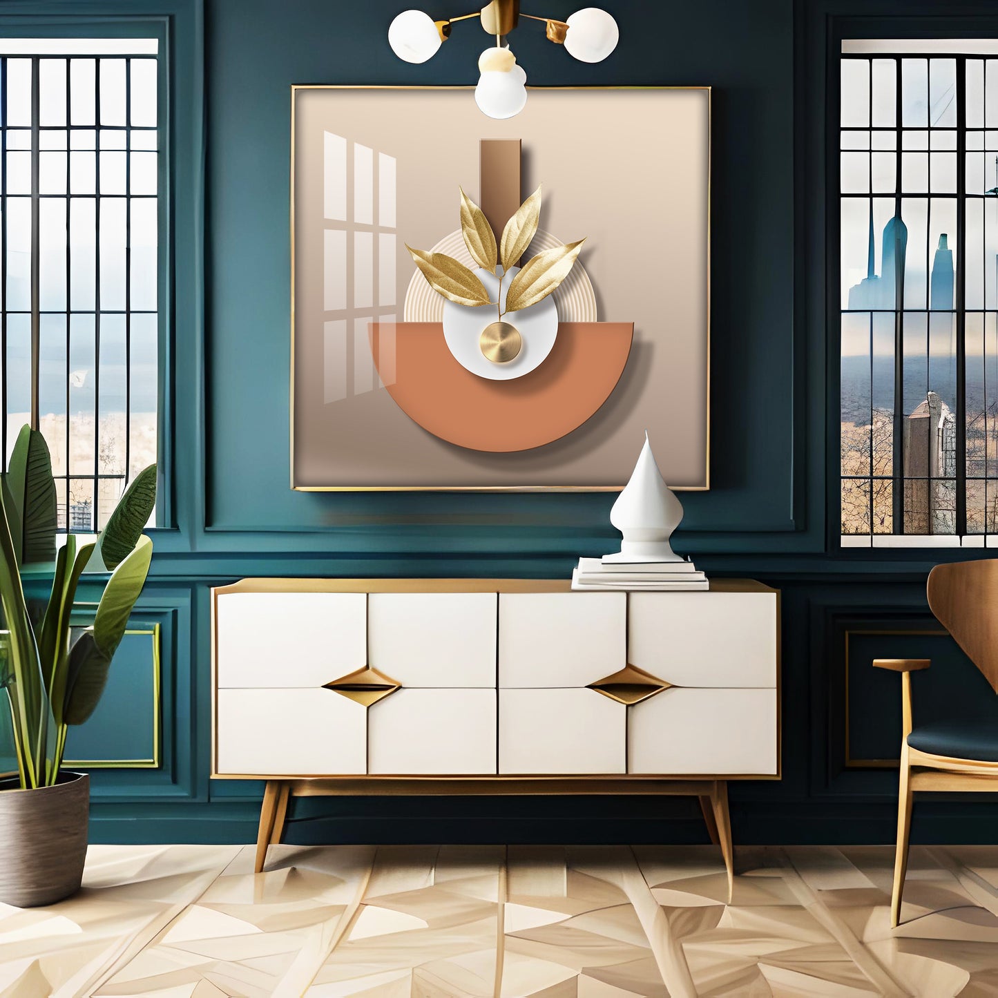 Leafy Luxe Vase Premium Acrylic Square Wall Art