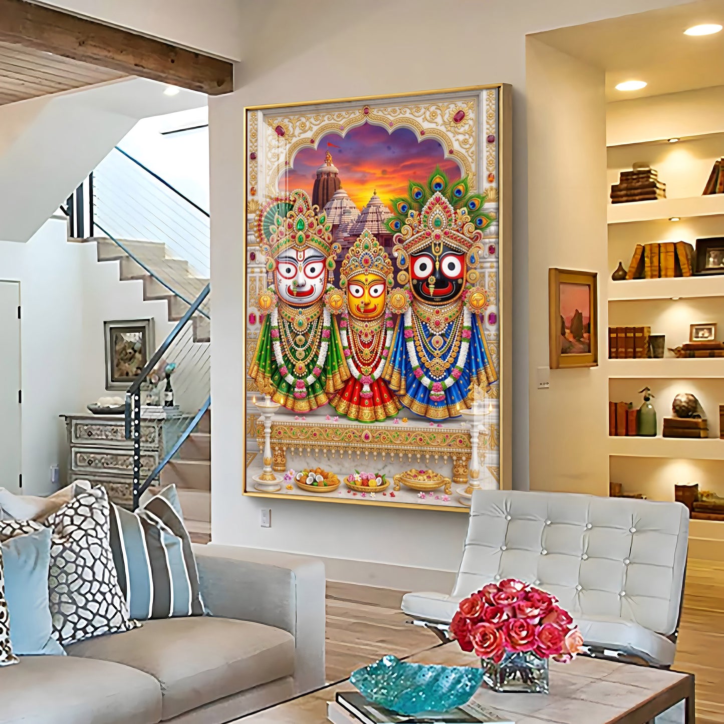 Lord Jagannath, Devi Subhadra & Lord Balabhadra Premium Acrylic Vertical Wall Art