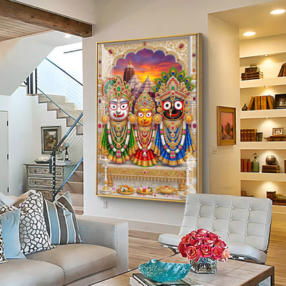 Lord Jagannath, Devi Subhadra & Lord Balabhadra Premium Acrylic Vertical Wall Art
