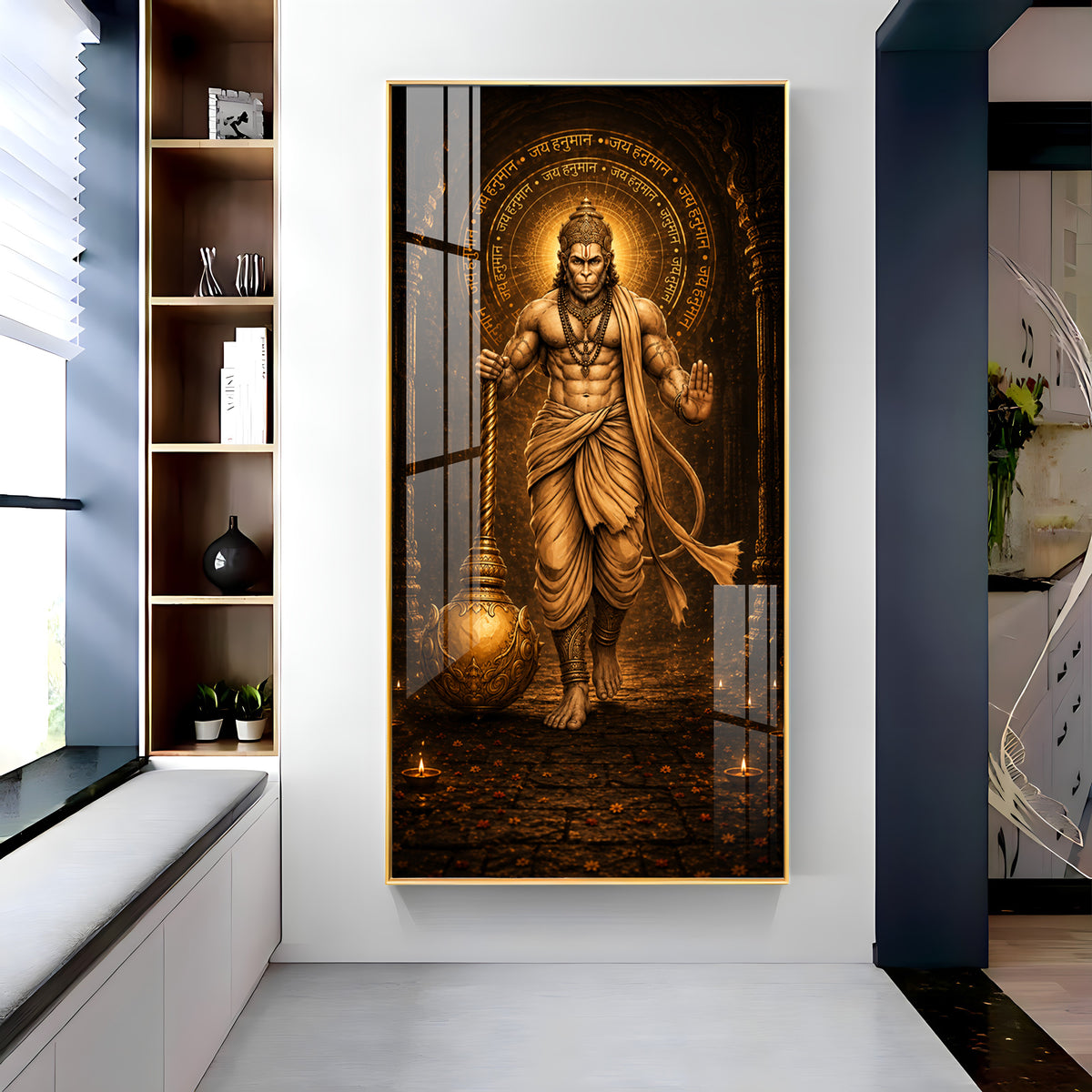 Spiritual God Hanuman Ji Premium Acrylic Vertical Wall Art