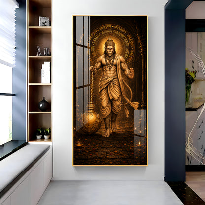 Spiritual God Hanuman Ji Premium Acrylic Vertical Wall Art