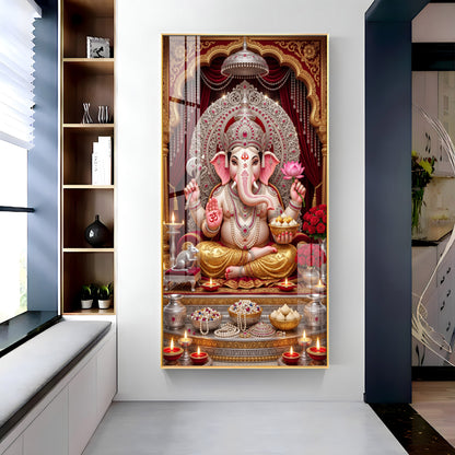 Divine Shree Ganesha Premium Acrylic Vertical Wall Art