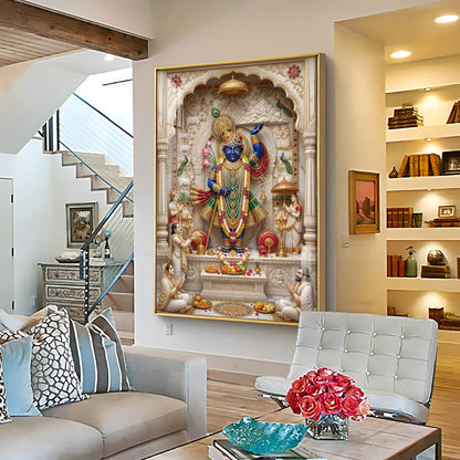 Lord Shrinathji Pichwai Premium Acrylic Vertical Wall Art