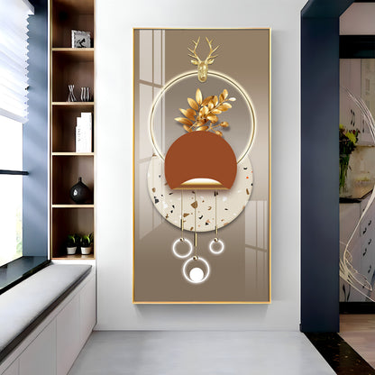Golden Floral Grandeur Premium Acrylic Vertical Wall Art