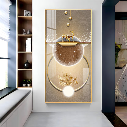 Golden Elegance Hallway Premium Acrylic Vertical Wall Art