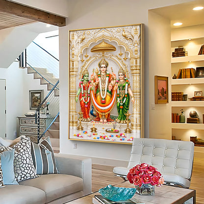 Divine Murugan Valli Deivanai Subramanya Swamy Premium Acrylic Vertical Wall Art
