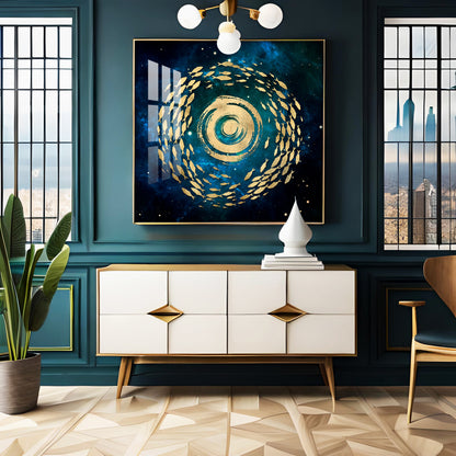 Fish Flow Mosaic Premium Acrylic Square Wall Art