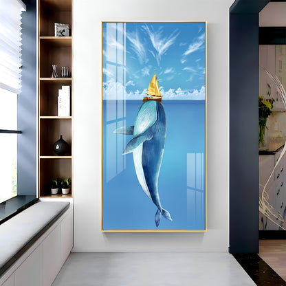 Cartoon Whale Premium Acrylic Vertical Wall Art