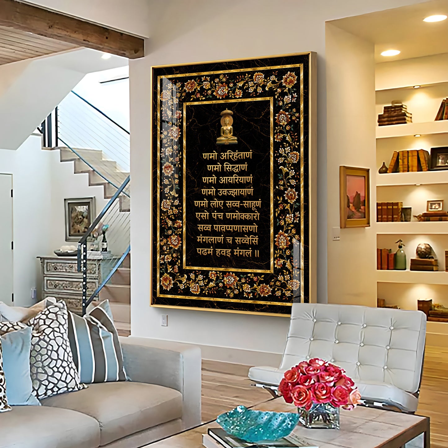 Navkar Maha Mantra Premium Acrylic Vertical Wall Art