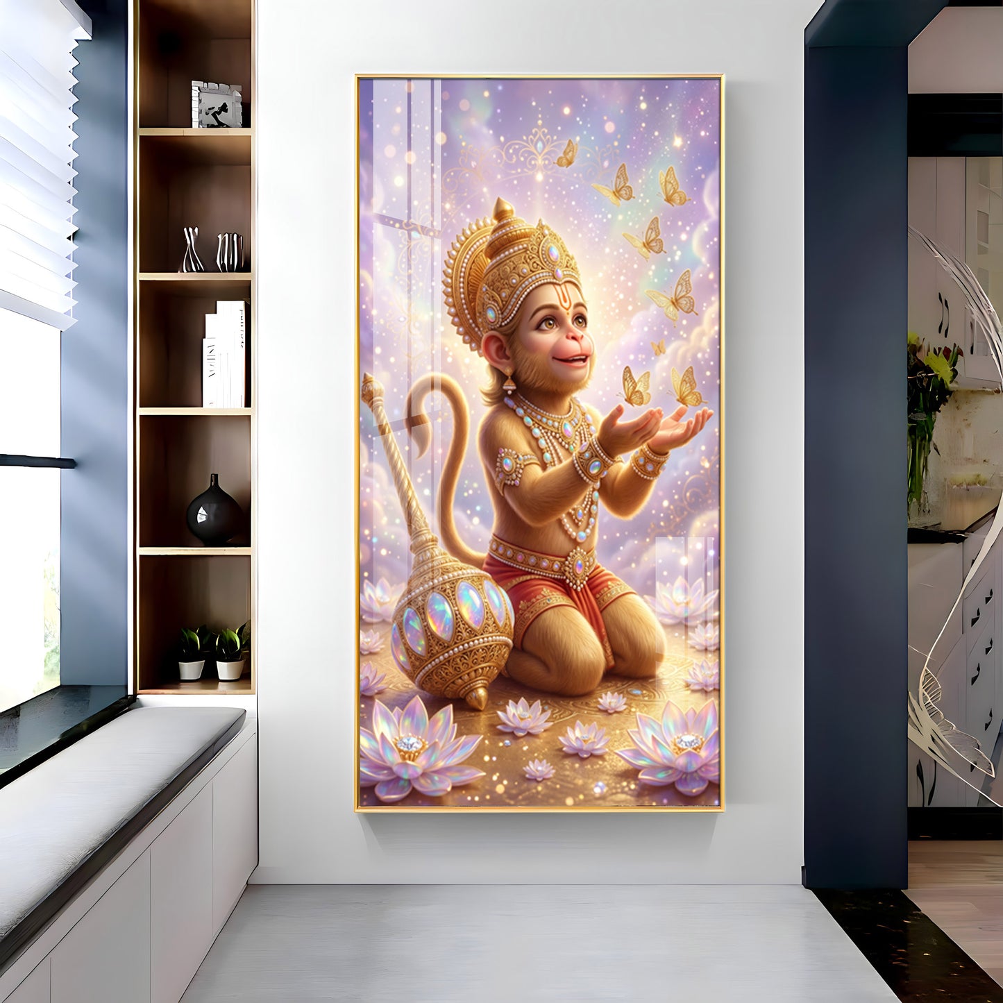 Bal Hanuman Ji Premium Acrylic Vertical Wall Art