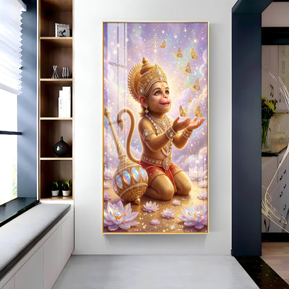 Bal Hanuman Ji Premium Acrylic Vertical Wall Art