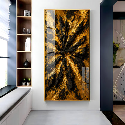 Abstract Textured Black & Gold Burst Premium Acrylic Vertical Wall Art