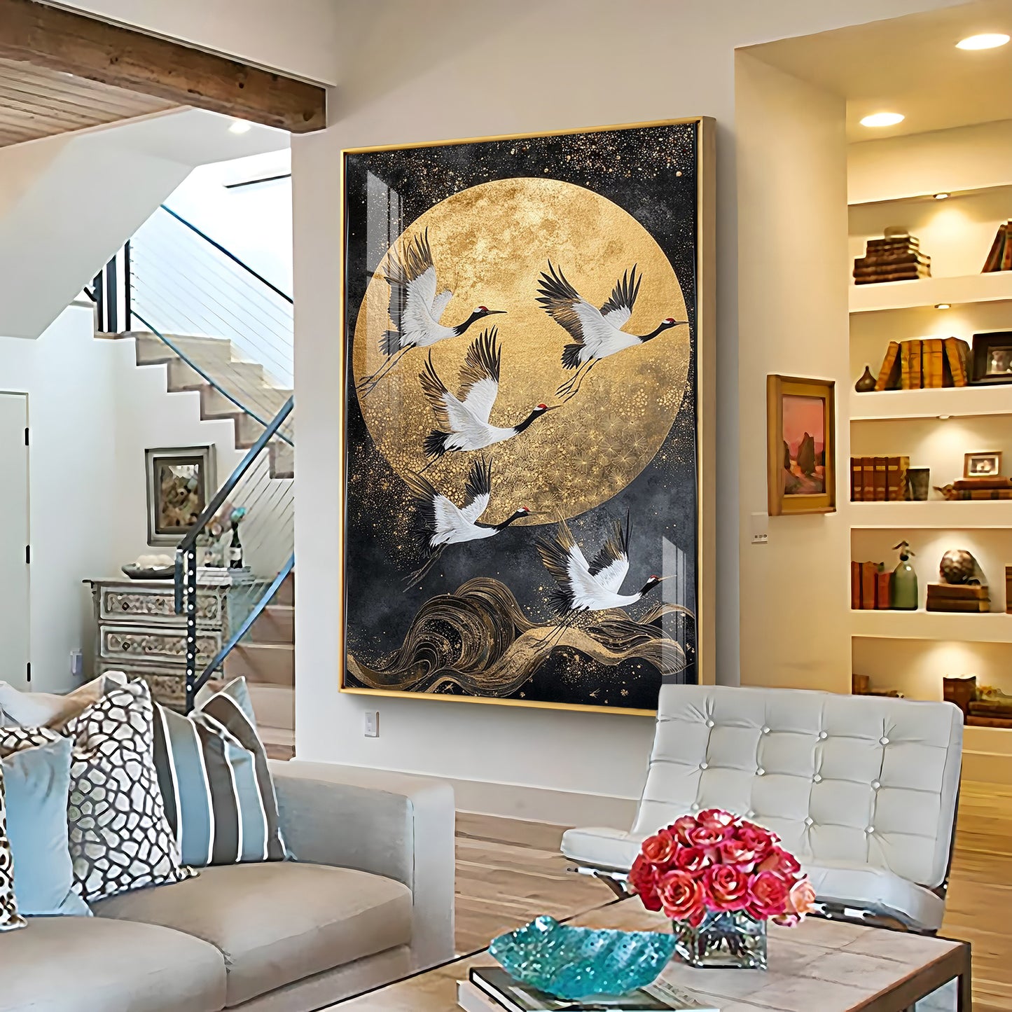 Majestic Cranes Soar Premium Acrylic Vertical Wall Art