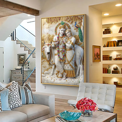 Serenity of Radha Krishna Premium Acrylic Vertical Wall Art
