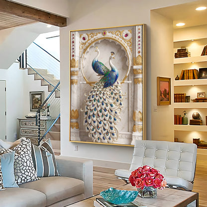 Beautiful Two Peacock Premium Acrylic Vertical Wall Art