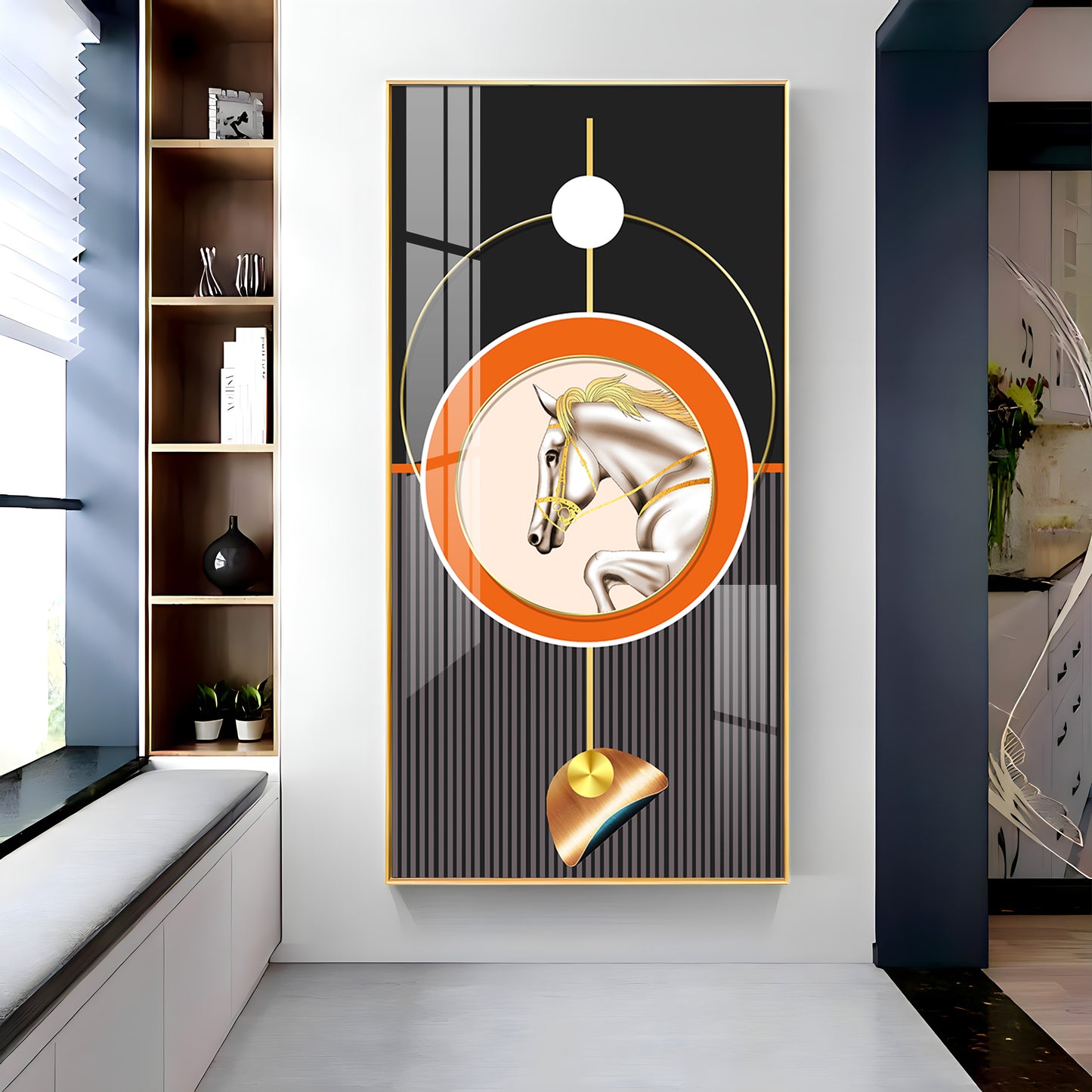 Horse Golden Ember Premium Acrylic Vertical Wall Art