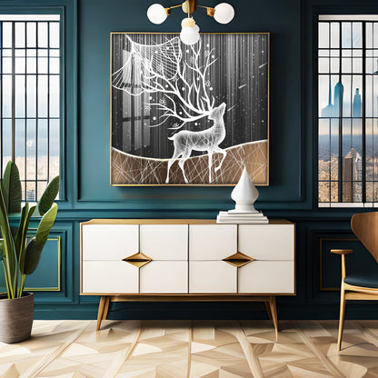 Beautiful Starry Meteor Deer Premium Acrylic Square Wall Art