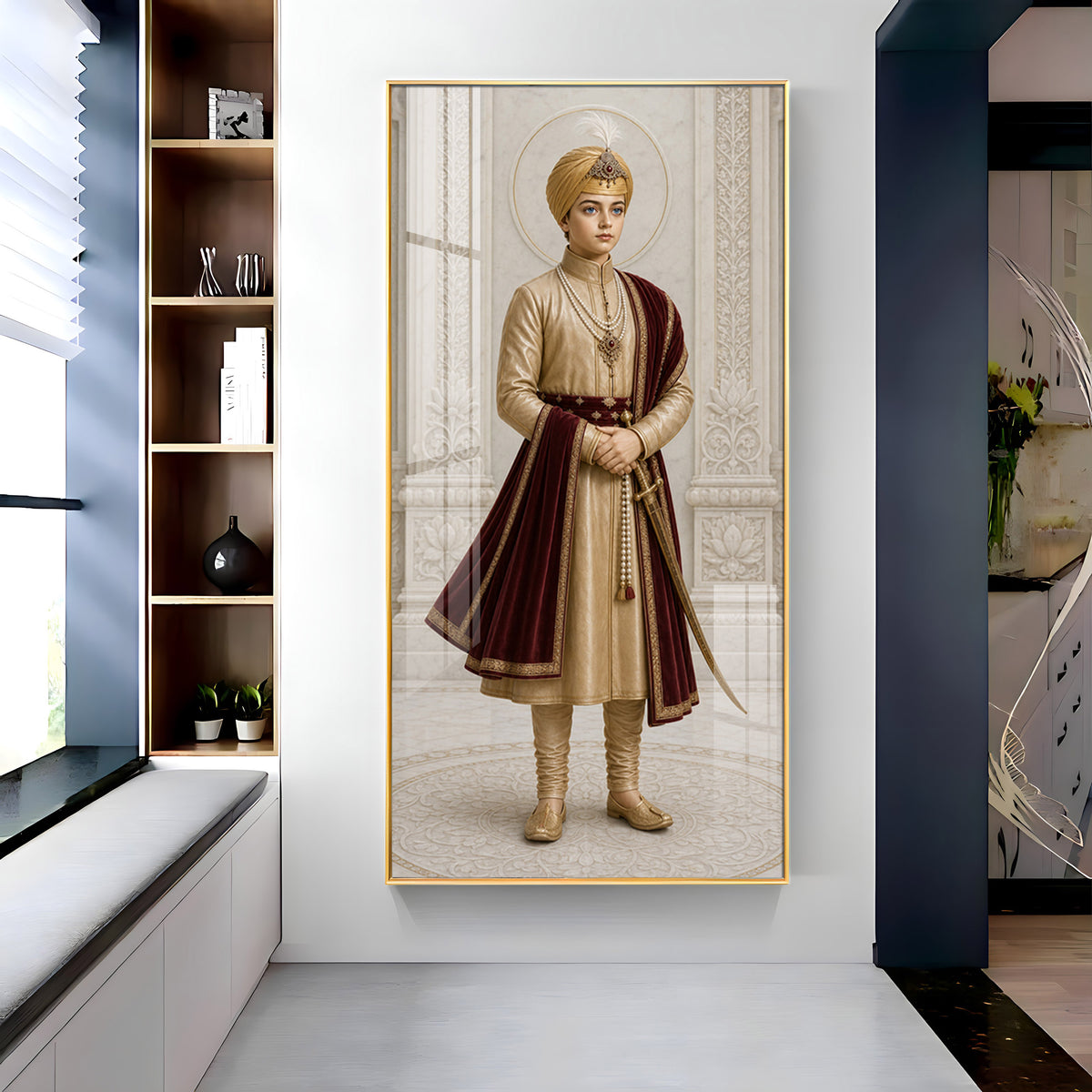 Young Sikh Guru Premium Acrylic Vertical Wall Art