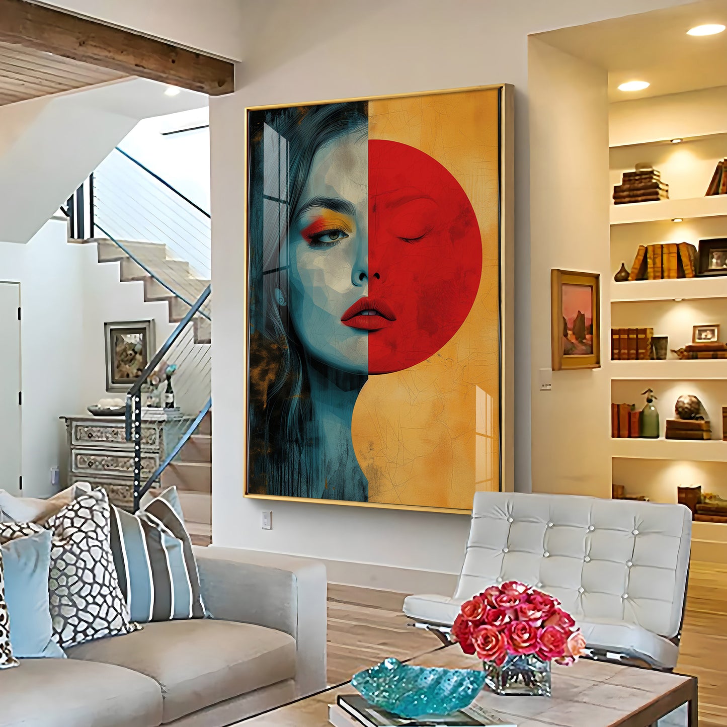 Abstract Serenity Modern Woman Premium Acrylic Vertical Wall Art