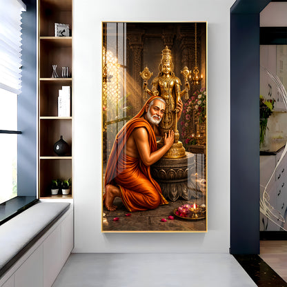 Guru Rayaru With Lord Venkateshwara Premium Acrylic Vertical Wall Art