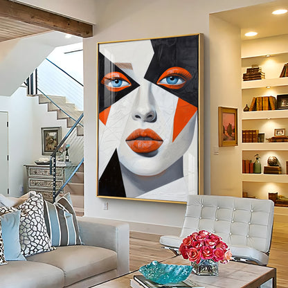 Woman With Orange Lips Premium Acrylic Vertical Wall Art